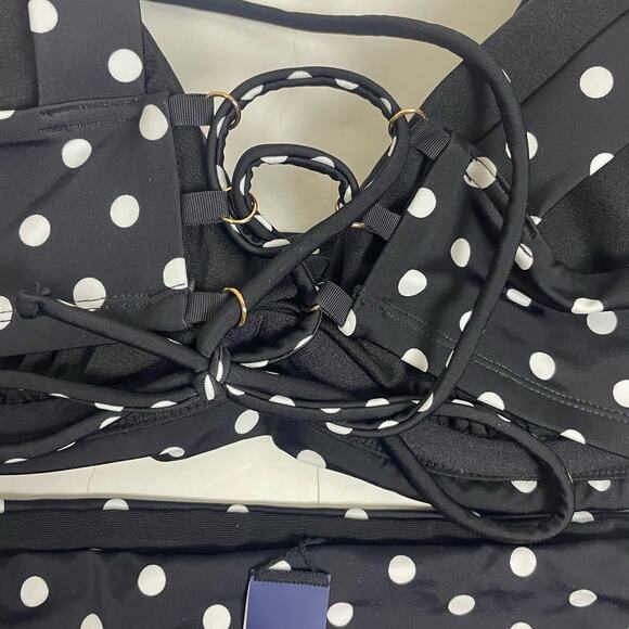 Ashley Graham x Swimsuits for All Bikini Set 14 Black White Polka Dot, Two-Piece - Picture 3 of 8